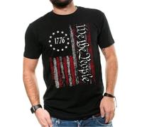 PTDDSWQ Patriotic t Shirts,we The People Flag Shirt, Vintage USA Flag 1776, US Flag Black Manches Courtes(3X-Large)