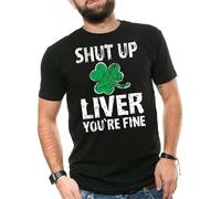PTDDSWQ St. Patrick's Day Irish Drinking T Shirt 100% Cotton Shut Up Liver St Patricks Shirt Funny Manches Courtes(Medium)
