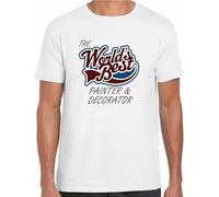PTDDSWQ Worlds Best Painter & Decorator Mens Unisex White Yellow Black Red Mens Women T Shirt 100% Cotton - Gift, Love, Work Manches Courtes(3X-Large)