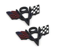PTDecals 2 pcs Metal US America Drapeau V8 Racing F1 Emblème Badges Autocollant pour Auto Voiture Van Fenders Bumper Window Trunk Boot (Noir)