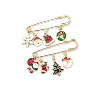 PTDecals 2 Pièces Broche De Noël Sac Vêtements Autocollant Pins Père Noël Arbre De Noël Petit Cerf Bâton De Marche Pour Sac à Vêtements Décoration De Noël