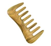 Ptdfjspt 1 Peigne à Cheveux Vert à Dents Larges - Peigne en Bois Naturel pour Cheveux Bouclés - Non Statique pour Peigne de Massage Démêlant