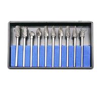 Ptdfjspt Ensemble de en Carbure de 10 Pièces Ensemble de Fraises Argent 3x6 Tête de Meulage en Acier au Tungstène à Double Grain Accessoires de Meulage Électrique