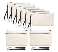 Ptdfjspt Lot de 10 Trousses de Maquillage avec Bracelet pour Bricolage à Crayons à Fermeture Éclair Blanc 8,3 X 5,1 Po