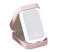 Ptdfjspt Miroir de Maquillage Réglable Tricolore à LED, Miroir de Maquillage Réglable en Luminosité Trois Couleurs avec Lumières Roses