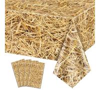 PTECDROTS 4 Pcs Nappe De Paille Rectangulaire Couverture De Table De Paille Étanche Table De Ferme Piles De Foin pour Décorations De Fête De Ferme Cowboy Western Thème Fête Fournitures, 130x220cm