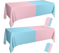 PTECDROTS Lot de 4 nappes de révélation du sexe - Décorations de table de couleurs assorties - Nappe rectangulaire rose et bleue pour garçon ou fille - Fournitures de fête - 130 x 220 cm