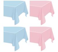 PTECDROTS Lot de 4 nappes de révélation du sexe - Décorations de table rectangulaires roses et bleues pour révélation du sexe - Fournitures de fête pour garçon ou fille - 130 x 220 cm