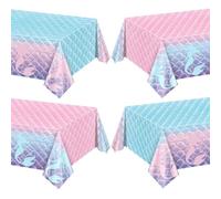 PTECDROTS Lot De 4 Nappes Rectangulaires En Forme De Sirène, Nappes Jetables Pour Filles, Fêtes Prénatales, Fournitures De Fête Sirène, 130 X 220 Cm