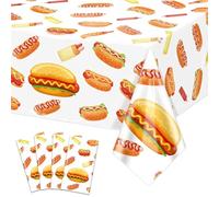 PTECDROTS Lot de 4 nappes rectangulaires pour pique-nique, saucisse, barbecue, hot-dog, décoration de fête d'anniversaire, 130 x 220 cm