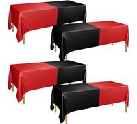 PTECDROTS Lot de 4 Nappes Rectangulaires Rouges et Noires pour Fête, Remise de Diplôme, Mariage, Décorations d'anniversaire Noires et Rouges, 130 x 220 cm