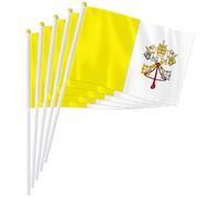 PTEROSAUR Lot de 100 drapeaux à main du Vatican, 14 x 21 cm, petits drapeaux nationaux de l'État de la Cité du Vatican, drapeaux européens du monde à agiter (100)