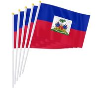 PTEROSAUR Lot de 100 drapeaux à main Haïti, 14 x 21 cm, petits drapeaux nationaux haïtiens, pays d'Amérique du Nord Haïti à main à agiter (100)