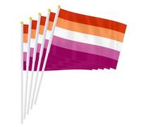 PTEROSAUR Lot de 100 drapeaux à main LGBT LGBT Coucher de soleil arc-en-ciel agitant Petit drapeau LGBTQ Décoration de fête Cadeaux 14 x 20 cm