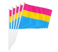 PTEROSAUR Lot de 100 drapeaux à main Pansexuality Pride LGBT, petits drapeaux LGBTQ, décoration de fête, 14 x 21 cm