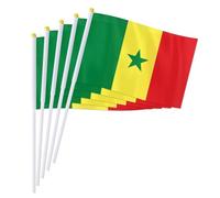 PTEROSAUR Lot de 100 drapeaux du Sénégal à main, 14 x 21 cm, petits drapeaux nationaux africains sénégalais, drapeaux à agiter à main (100)