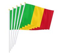 PTEROSAUR Lot de 100 drapeaux maliens à main, 14 x 21 cm, petits drapeaux nationaux maliens, pays africains du monde à agiter