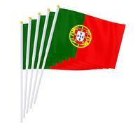 PTEROSAUR Lot de 100 drapeaux portugais à main, 14 x 21 cm, petits drapeaux nationaux portugais, pays européens du monde portugais, drapeaux à agiter à main (100)