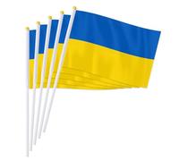 PTEROSAUR Lot de 100 drapeaux ukrainiens à main, 14 x 21 cm, petits drapeaux nationaux ukrainiens du monde européen, drapeaux à agiter à main (100)
