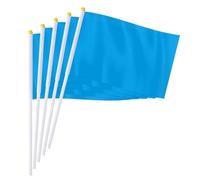 PTEROSAUR Lot de 100 petits drapeaux à main bleu clair uni, mini drapeaux vierges de couleur bleu clair, décoration de fête (bleu clair, 14 x 21 cm)