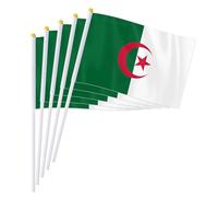 PTEROSAUR Lot de 50 drapeaux algériens à main, 14 x 21 cm, petits drapeaux nationaux algériens, pays africains du monde à agiter à la main (50)