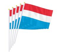 PTEROSAUR Lot de 50 drapeaux de Luxembourg - 14 x 21 cm - Drapeau national du Luxembourg - Petits pays européens - Poignée à la main