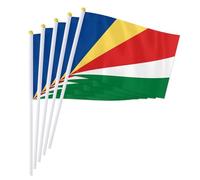 PTEROSAUR Lot de 50 drapeaux des Seychelles à main, 14 x 21 cm, petits drapeaux nationaux seychellois, drapeaux du monde africain à main à agiter (50)