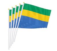 PTEROSAUR Lot de 50 drapeaux du Gabon à main, 14 x 21 cm, petits drapeaux nationaux gabonais, pays africains du monde à agiter à la main (50)