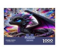 Ptérosaure 1000pcs pour Adultes et Enfants Dragon Noir sur Objets colorés, Cadeau et activité Amusants pour la décoration de la Maison et des Murs, 70 x 50 cm/1000 pièces