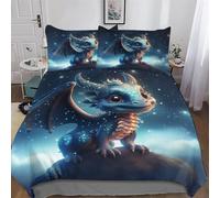 ptérosaure Parure De Lit Housse De Couette Impressio 3D Microfibre Ultra Doux Hypoallergénique avec Taie d'oreiller 2 Pièces Garçons Filles Enfants Single (135x200cm)