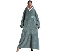 Pterygoid Couverture à Capuche surdimensionnée- Plaid Polaire Chaud avec Manches, avec Grande Poche et Capuche Large, Pull Plaid Douillet pour Adulte, Cadeau Hiver cocooning