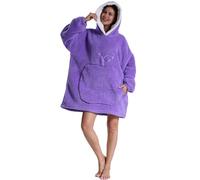 Pterygoid Couverture à Capuche surdimensionnée- Plaid Polaire Chaud avec Manches, avec Grande Poche et Capuche Large, Pull Plaid Douillet pour Adulte, Cadeau Hiver cocooning