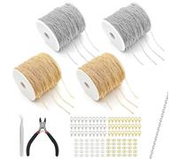 PTHDEW Lot de 2 rouleaux de chaîne à maillons au mètre - 10 m - Chaîne à bijoux pour bricolage - 2,4 mm - Or et argent - Avec 60 fermoirs mousquetons et 120 anneaux - Petites pinces à épiler pour la