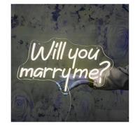 PTHEN Décor Mural Lumière Ambiance Romantique Will You Marry Me Panneau Néon Mariage Mariage Lumière Néon Décoration Murale De La Chambre 48x28cm(Warm White)