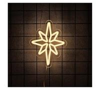 PTHEN Décor Mural Lumière Bethléem Étoile Enseignes Au Néon Alimenté Par USB Pour Chambre Boutique Bars Bureau Hiver Maison Fenêtre Décor Intérieur 21x26.4cm