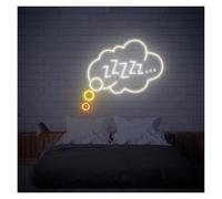 PTHEN Décor Mural Lumière Bonne Nuit Dormez Zzzz Enseignes Au Néon Alimentées Par USB, Luminosité Réglable Lumières Au Néon À Bulles Adaptées À La Décoration Murale(E,55cm)