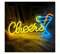 PTHEN Décor Mural Lumière Enseigne Au Néon Cheers USB, Lumière À Intensité Variable Pour Bar, Restaurant, Cuisine, Fête, Taverne, Décor Mural, Art Commercial 35cmх16.7cm