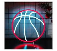 PTHEN Décor Mural Lumière Enseigne Au Néon De Basket-ball Pour Décoration Murale, Lumière Néon Pour La Maison, La Salle De Sport, L'art Sportif, Alimentée Par USB 30.5X30.5cm