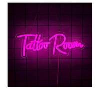 PTHEN Décor Mural Lumière Enseigne Au Néon Tattoo Room Avec Lettres Luminaire Décoratif Mural Pour Salon De Tatouage Studio Entreprise Lampe USB À Intensité Variable 40cmx15cm