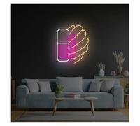 PTHEN Décor Mural Lumière Enseigne De Néon De Manucure, Signe De Néon De Vernis À Ongles, Décoration De Studio De Ongles, Panneau De Salon De Beauté 38cm(F)