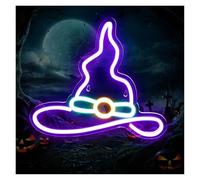 PTHEN Décor Mural Lumière Enseigne Lumineuse Sorcière À Intensité Variable, Alimentée Par USB, Pour Décoration Murale, Chambre À Coucher, Fête, Salle De Jeux, Bar 33.7x30cm