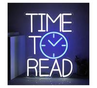 PTHEN Décor Mural Lumière Enseigne Lumineuse Time To Read Avec Lettres Lumineuses, Décoration D'intérieur, Pour Salle De ibliothèque, Coin Lecture, 40cmх30cm