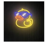 PTHEN Décor Mural Lumière Lunettes En Forme Canard Signe Néon Alimenté Par USB Luminosité Réglable, Lumières Adaptées À La Décoration Maison Et Du Magasin(C,40cmx40cm)