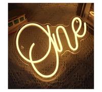 PTHEN Décor Mural Lumière One Love Neon Sigh Lumières Chaudes Joyeux Anniversaire Mariage Maison Fête Lettre Décoration De Salle Applique Murale Lampe USB Lumineuse(25x35cm)