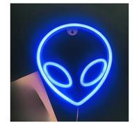 PTHEN Décor Mural Lumière Panneau Lumineux Au Néon Alien, Décoration Murale Pour Fête De Vacances, Jeu, Bar, Chambre À Coucher, Lampe De Décoration Cool 22cmх19.5cm(B)