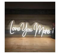 PTHEN Décor Mural Lumière Panneau Lumineux Néon «Love You More» Pour Mariage, Demande En Mariage, Décoration Murale(Blanc,60X27cm)