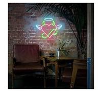 PTHEN Décor Mural Lumière Panneau Néon Angel Heart Alimenté Par USB Luminosité Réglable, Lumières Néon En Forme Cœur Pour Décoration Murale Club Ou Bistrot 28cmx38.1cm(Ré)