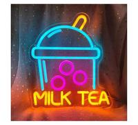 PTHEN Décor Mural Lumière Panneau Néon Bubble Milk Tea Pour Boissons, Lumière, Alimentation USB, Pour Centre Commercial, Magasin De Boissons, Décoration De Salon, 35cmх31.3cm