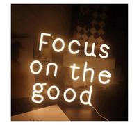 PTHEN Décor Mural Lumière Panneau Néon Focus On The Good, Alimenté Par USB, Pour Salon, Fêtes, Décoration, Veilleuse, Art De La Maison, Fenêtre Murale