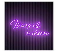 PTHEN Décor Mural Lumière Panneau Néon It Was All A Dream À Intensité Variable Alimenté Par USB Pour Chambre D'enfant Adolescent Bar Club De Bière Décoration Murale 40cmx22cm(Violet)